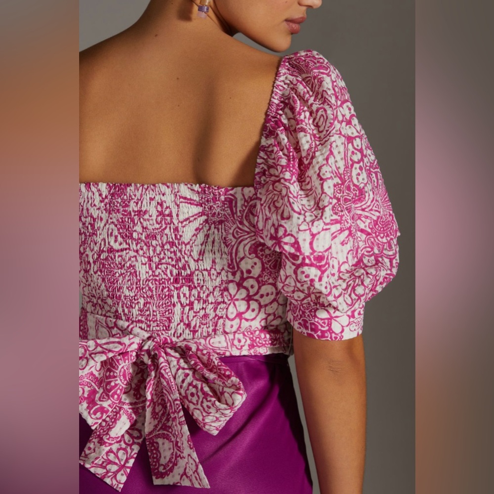 Anthropologie - Maeve Tie-Back Printed Crop Top